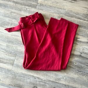 Red H&M High-Waisted Slacks With Belt